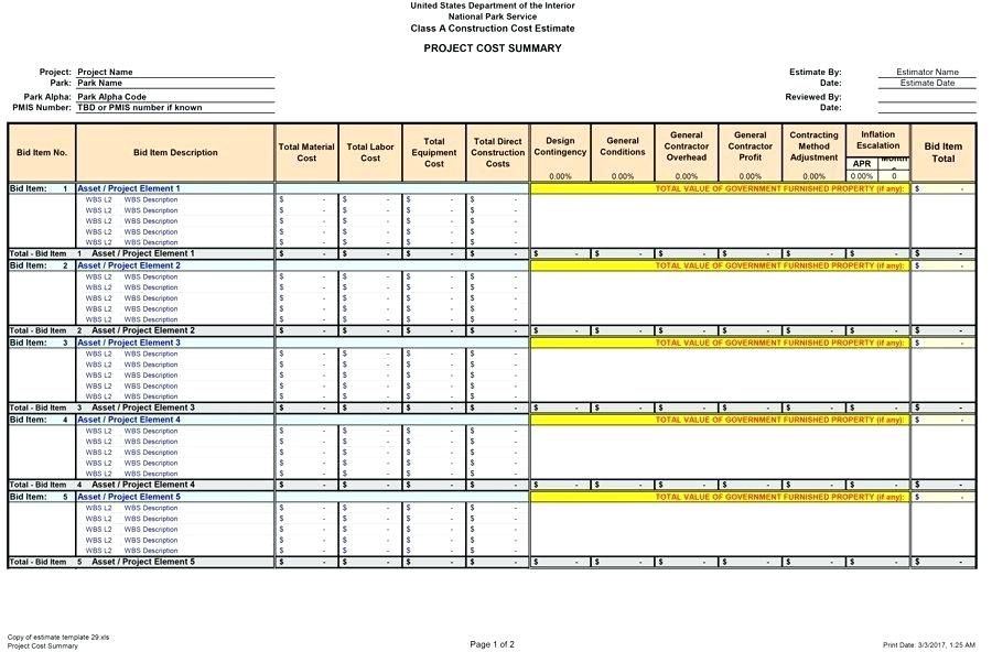 Estimate Template Pdf