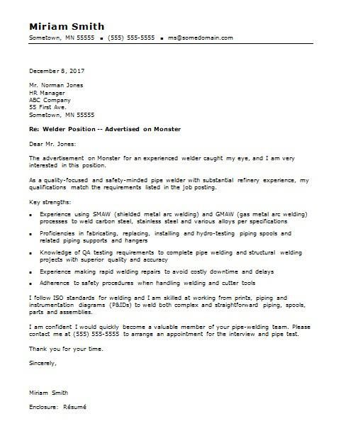 Welder cover letter