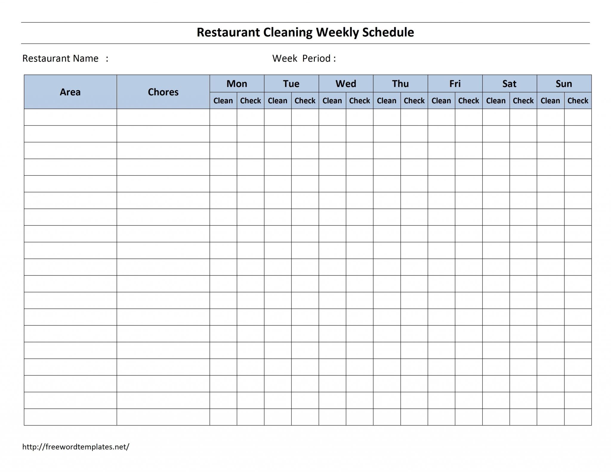 Free Cleaning Schedule Forms